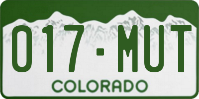CO license plate 017MUT