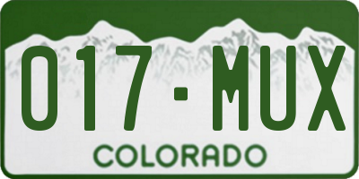CO license plate 017MUX