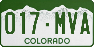 CO license plate 017MVA