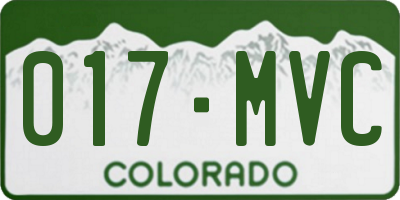 CO license plate 017MVC