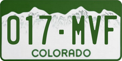 CO license plate 017MVF