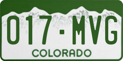CO license plate 017MVG