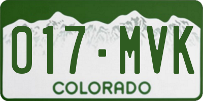 CO license plate 017MVK