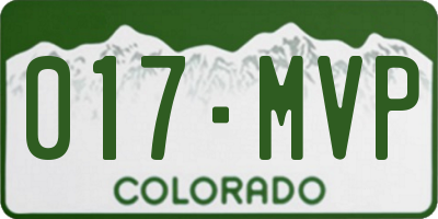 CO license plate 017MVP