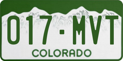 CO license plate 017MVT