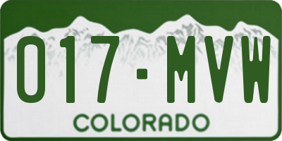 CO license plate 017MVW