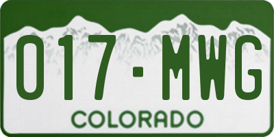 CO license plate 017MWG