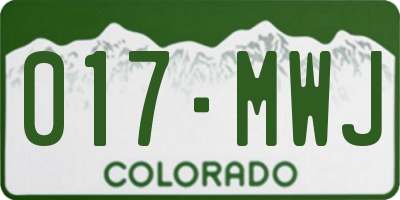 CO license plate 017MWJ