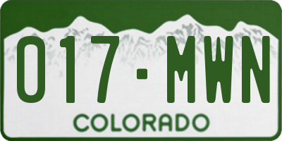 CO license plate 017MWN