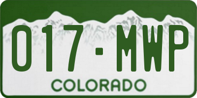 CO license plate 017MWP