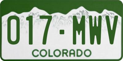 CO license plate 017MWV