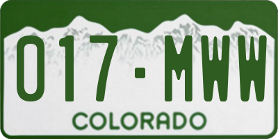 CO license plate 017MWW