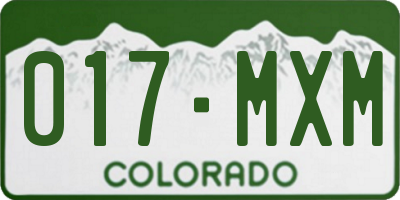 CO license plate 017MXM