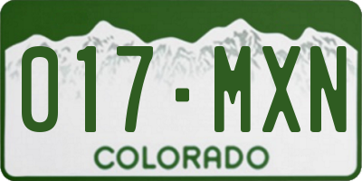 CO license plate 017MXN