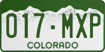 CO license plate 017MXP