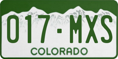CO license plate 017MXS