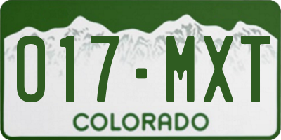 CO license plate 017MXT