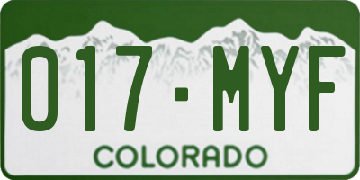 CO license plate 017MYF