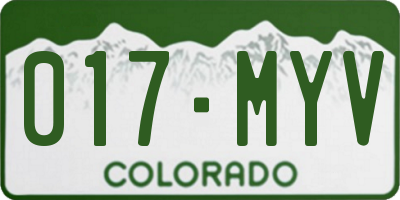 CO license plate 017MYV