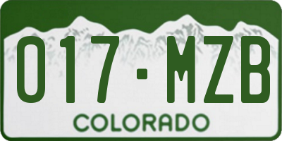 CO license plate 017MZB