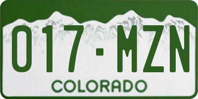 CO license plate 017MZN