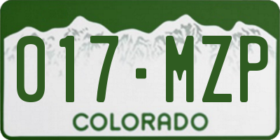 CO license plate 017MZP