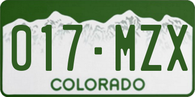 CO license plate 017MZX