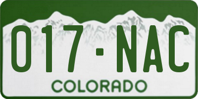 CO license plate 017NAC