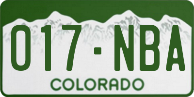 CO license plate 017NBA