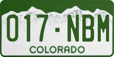 CO license plate 017NBM