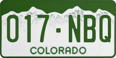 CO license plate 017NBQ