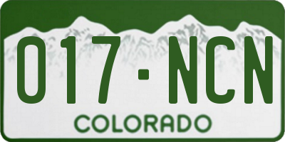 CO license plate 017NCN