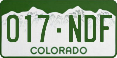 CO license plate 017NDF