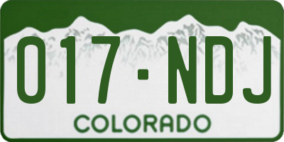 CO license plate 017NDJ