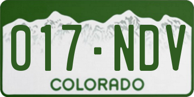 CO license plate 017NDV