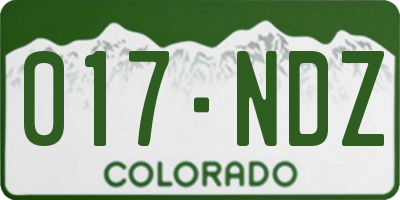 CO license plate 017NDZ