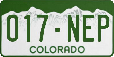 CO license plate 017NEP
