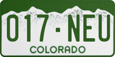 CO license plate 017NEU