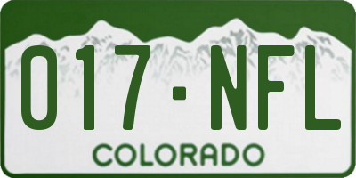 CO license plate 017NFL
