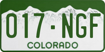 CO license plate 017NGF