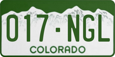 CO license plate 017NGL