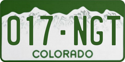 CO license plate 017NGT