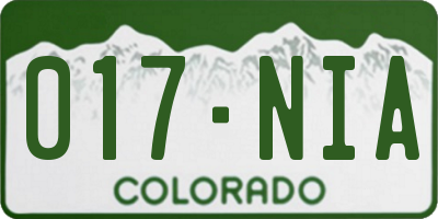 CO license plate 017NIA