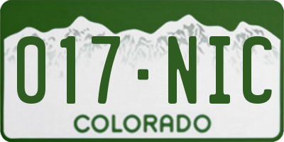 CO license plate 017NIC