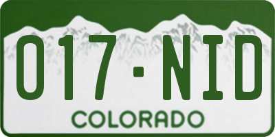 CO license plate 017NID
