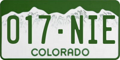 CO license plate 017NIE