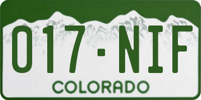 CO license plate 017NIF