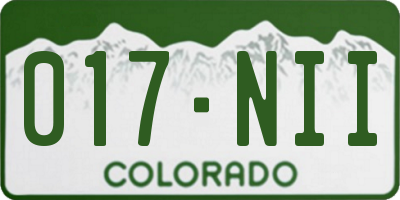 CO license plate 017NII