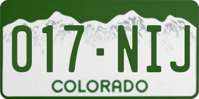 CO license plate 017NIJ