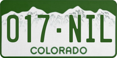 CO license plate 017NIL